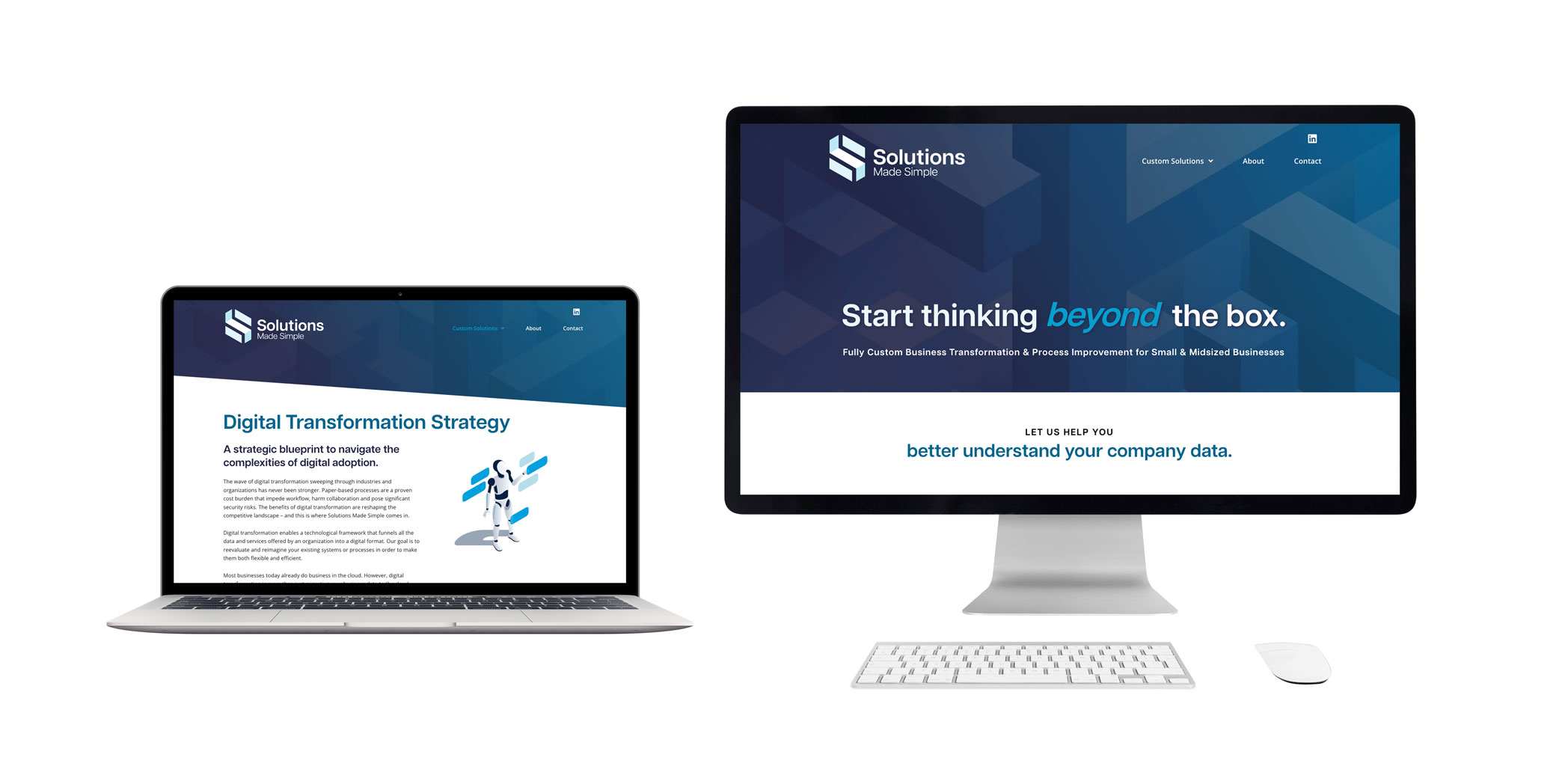sms-fullscreens solutions made simple website mockup 2 screens