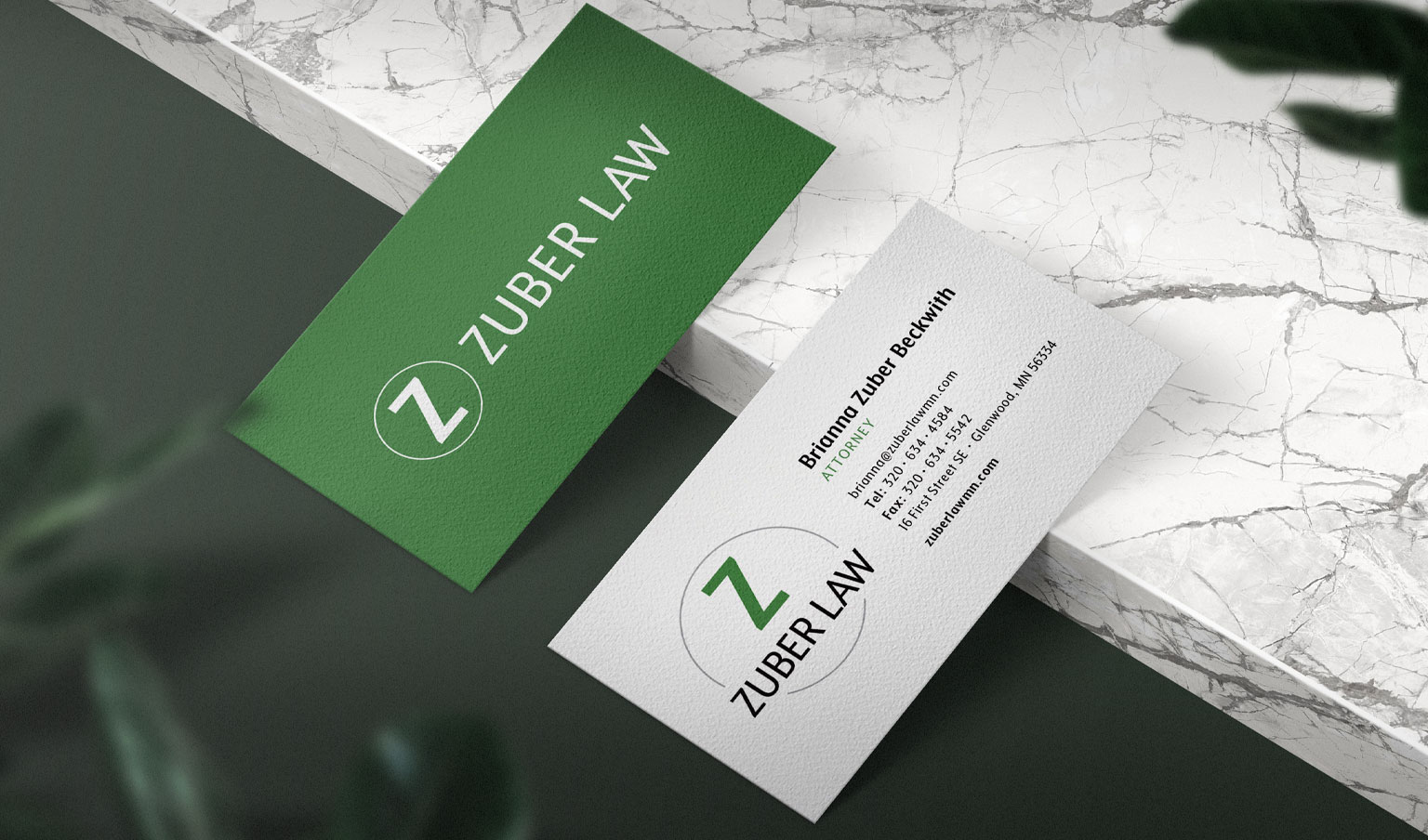 zuber law business card mock up