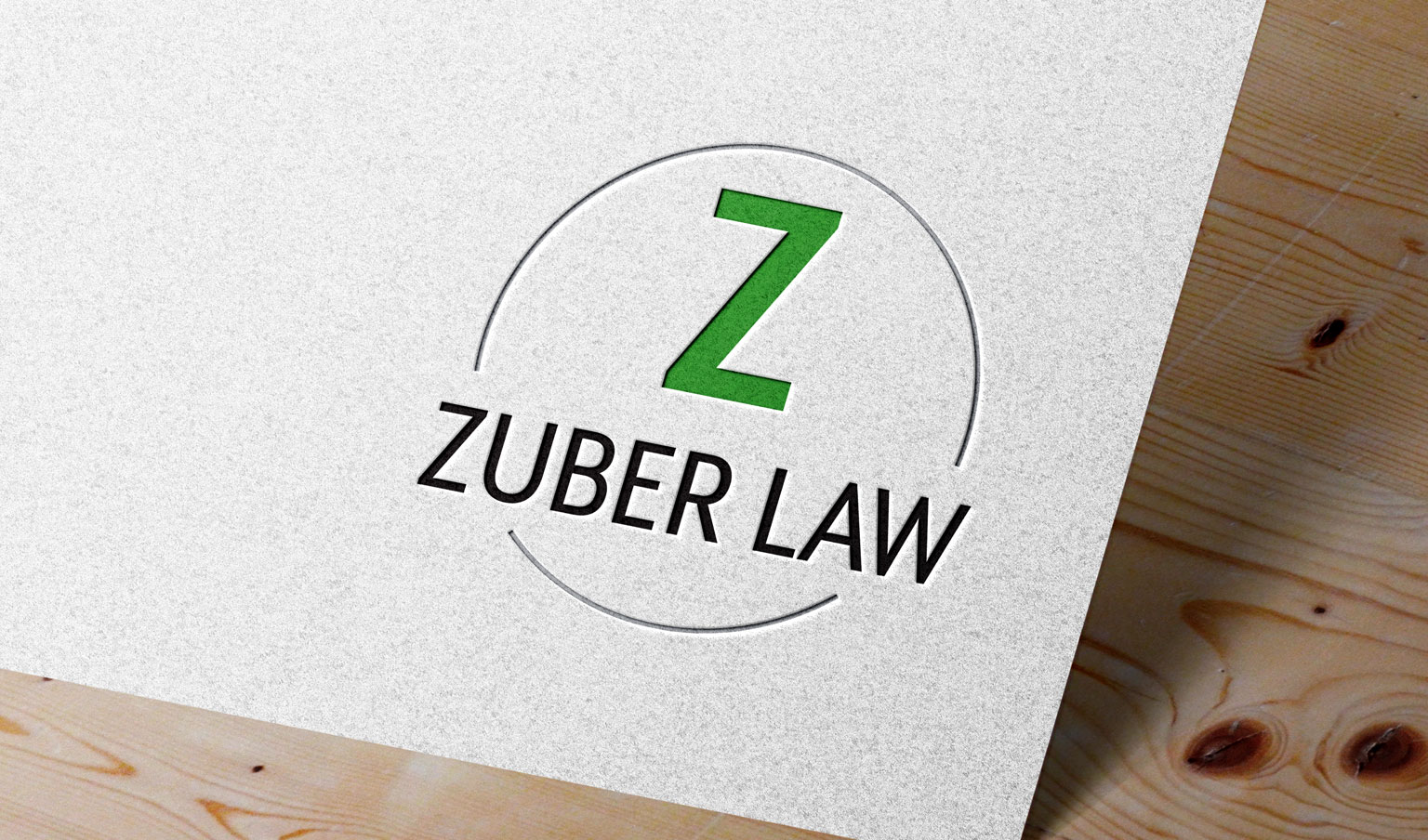 zuber law logo mock up identity system